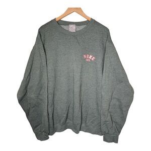 Vintage 80s 90s Nike Sweatshirt Olive Green Block Arc Swoosh Logo Made In USA XL